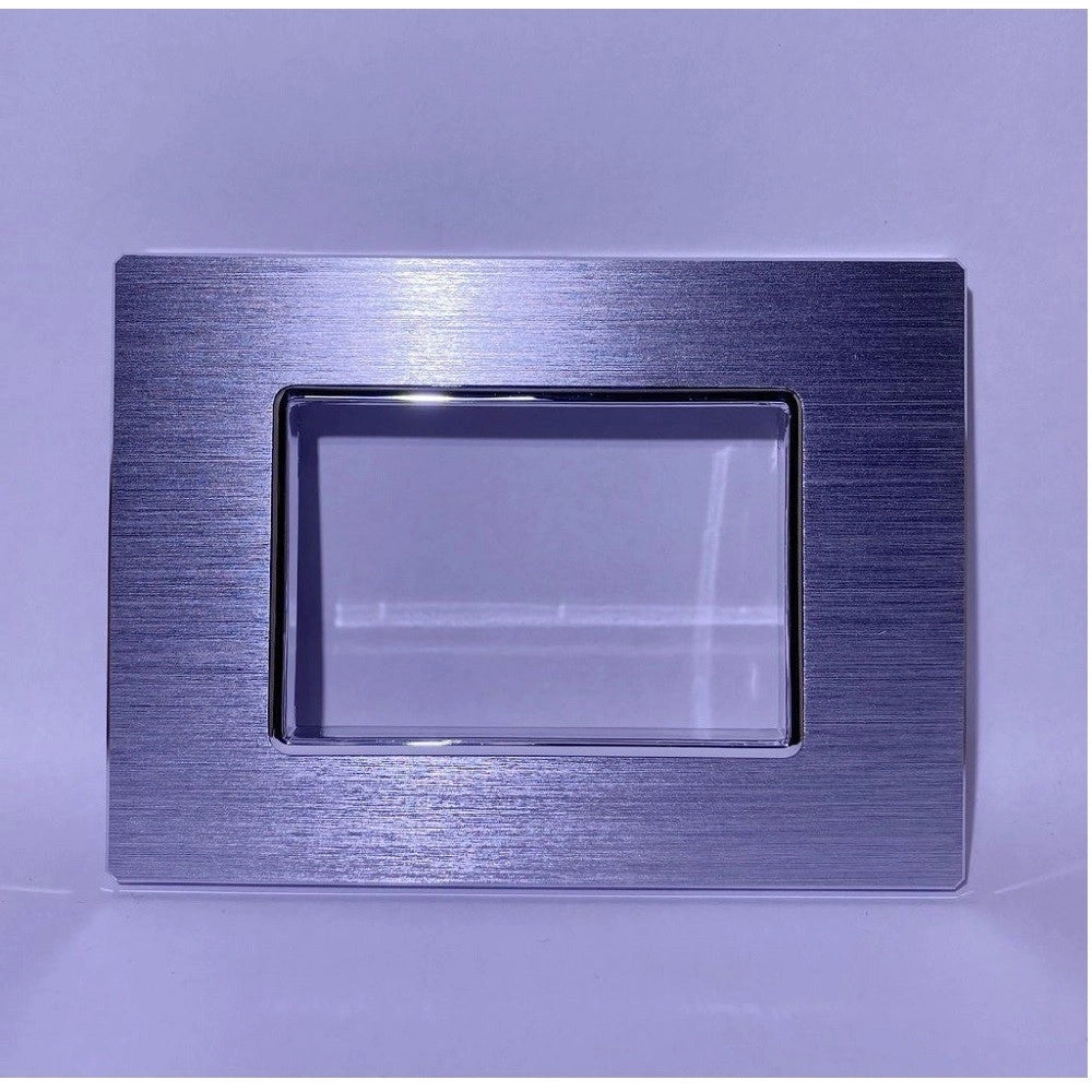 Trade Shop - Placca Luxury 3 4 6m In Metallo Satinato Argento Compatibile Con Bticino Axolute -  -3 Fori     -
