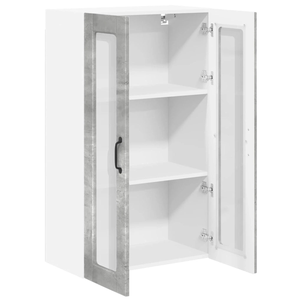 Pensile da cucina | Mobile in vetro da parete PORTO Grigio cemento 60 x 31 x 100 cm