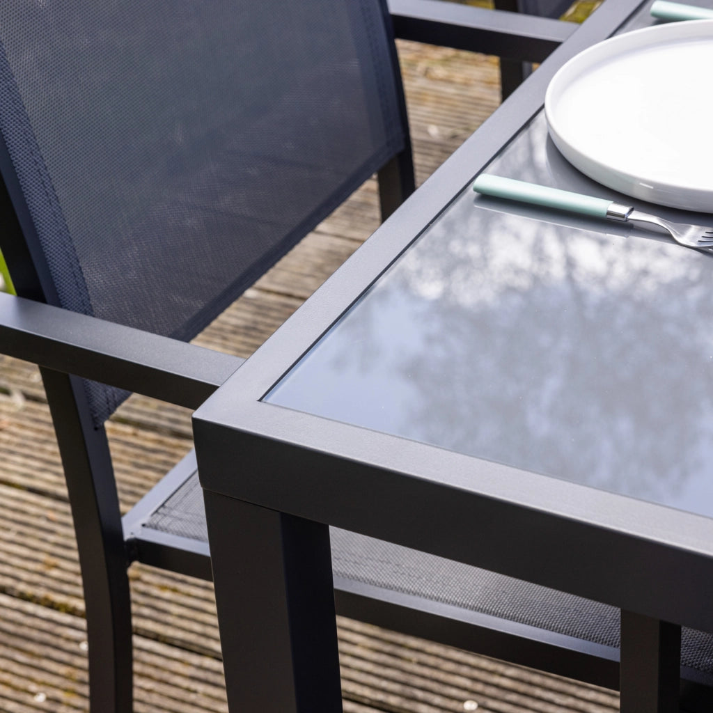 BERGAMOSet di mobili da giardino in textilene grigio 6 posti - alluminio antracite
