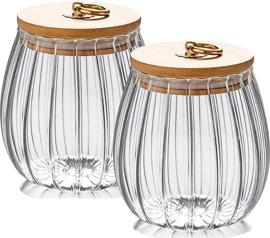 Contenitori in vetro da 700 ml, 2 pezzi con coperchi - decorazione a fiori - sacchetti per tè, caffè, pasta, spezie, biscotti, dolci