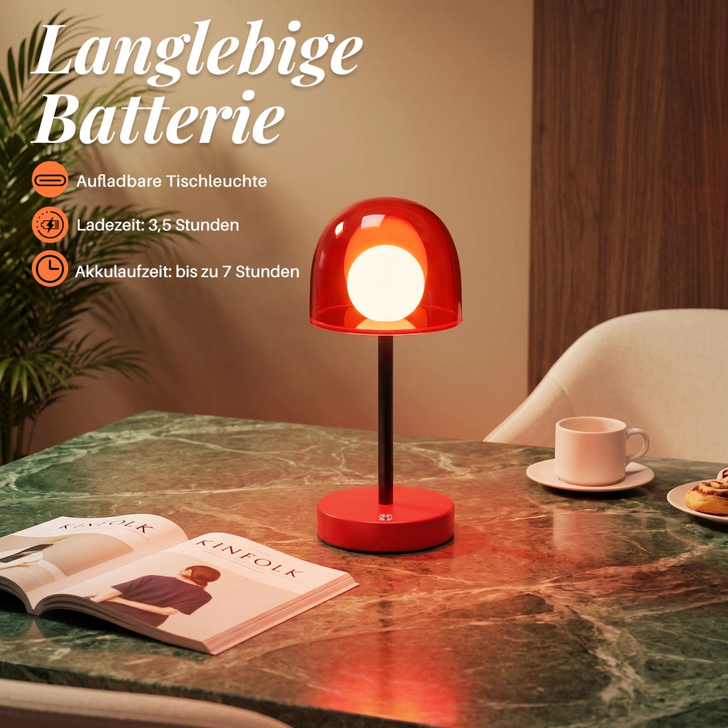 ZMH Lampada da Tavolo LED Ricaricabile Touch Dimmabile Rosso Sabbia per Camera Letto