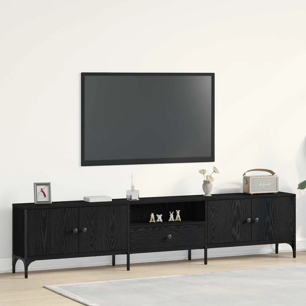 Mobile TV | Armadietto TV | Mobile Porta TV Rovere nero 200 x 25 x 44 cm Legno multistrato