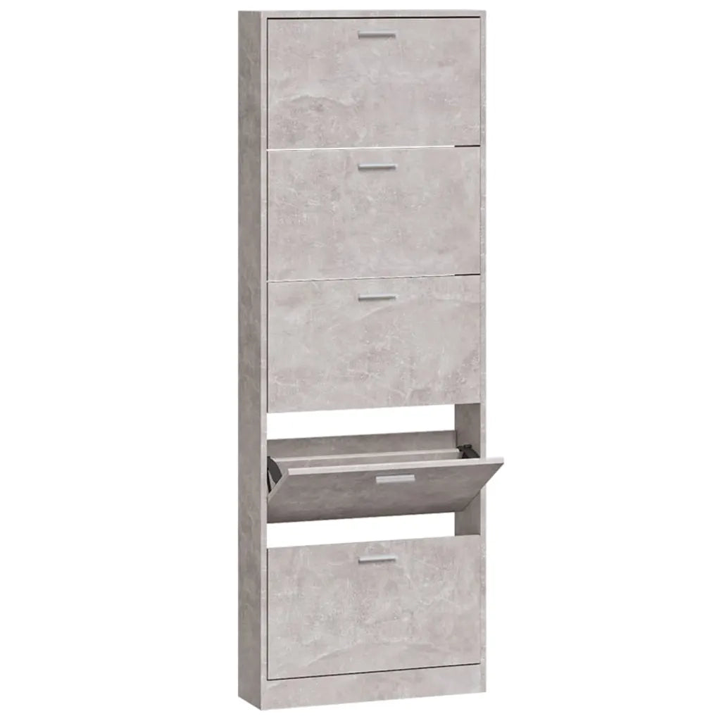 Scarpiera-Scaffale per scarpe Grigio Cemento 59x17x169 cm in Legno Multistrato