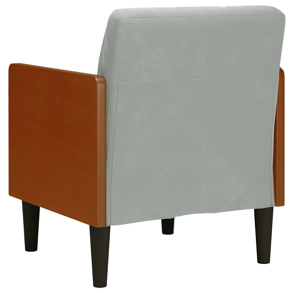 Divano Sedia con Braccioli-Poltrona-Sofa Relax Grigio Chiaro 55 cm in Velluto