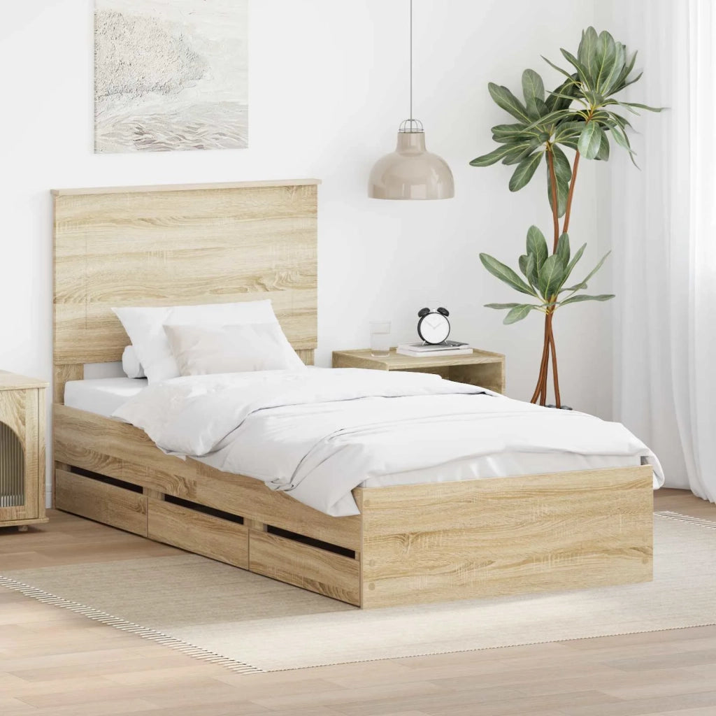 Struttura del letto con cassetto Rovere Sonoma 75 x 190 cm