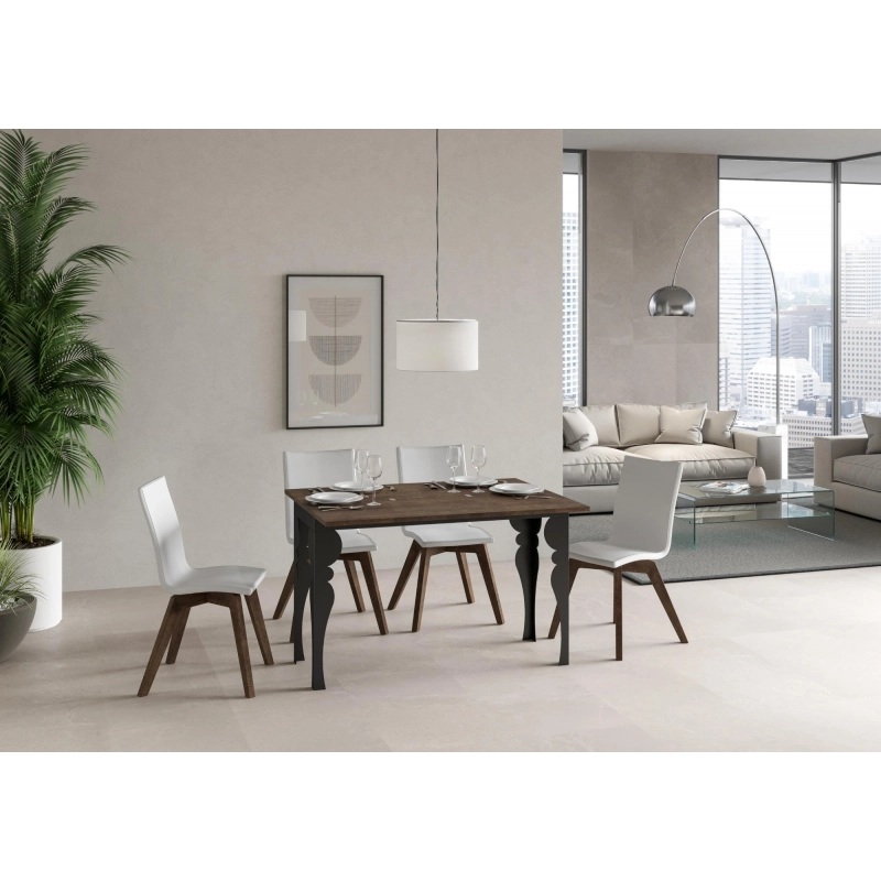 Tavolo apribile 120x45/90 cm Paxon Double telaio Antracite - Noce