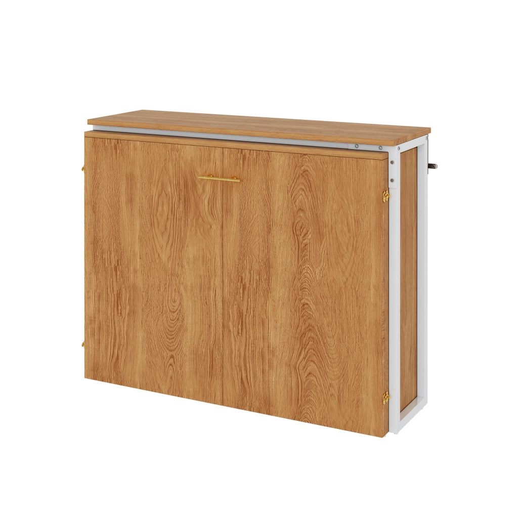 LETTO A SCOMPARSA 90x200 cm con scrittoio girevole, metallo e legno, con materasso incluso