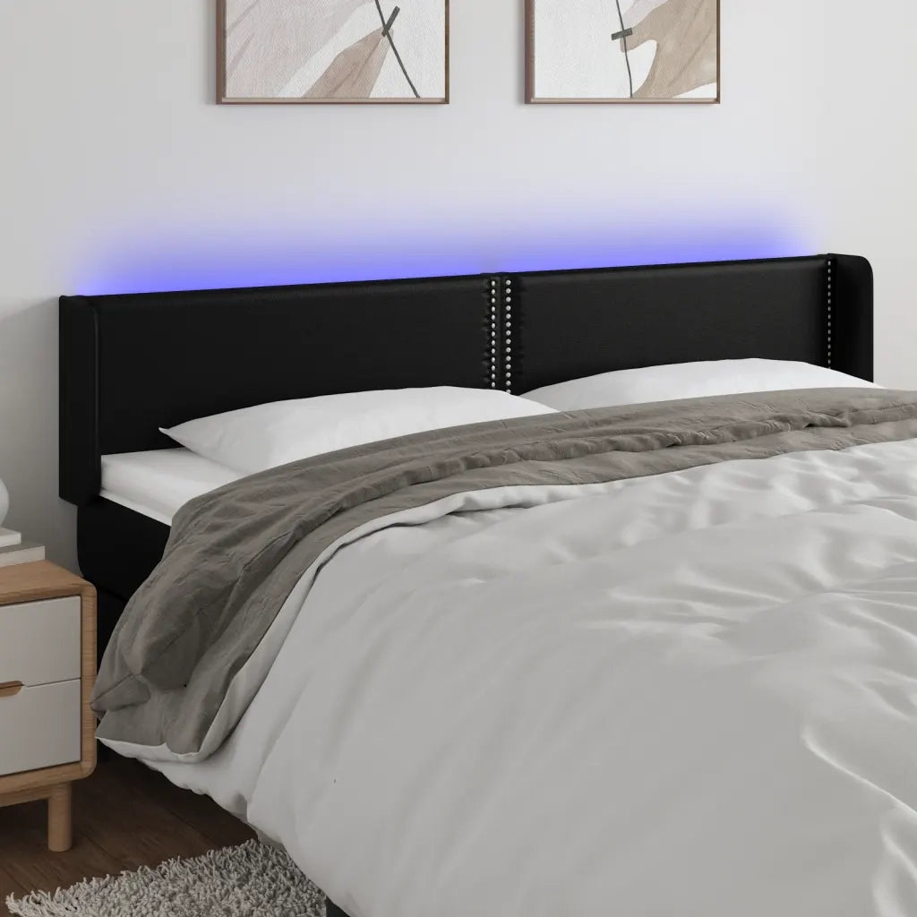 Testiera a LED-Testata con LED Nera 183x16x78/88 cm in Similpelle 333240