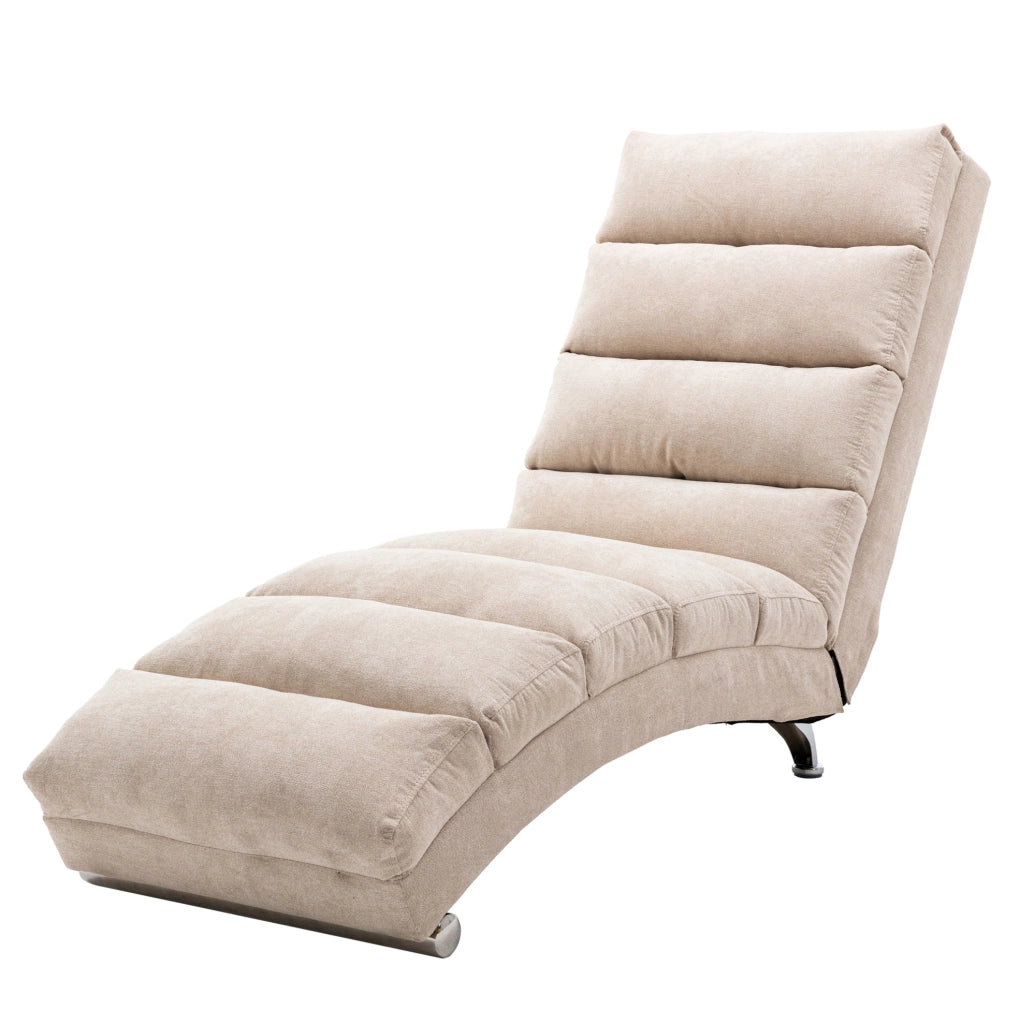 Chaise longue da relax con vibrazione; schienale ergonomico 140°; in lino beige
