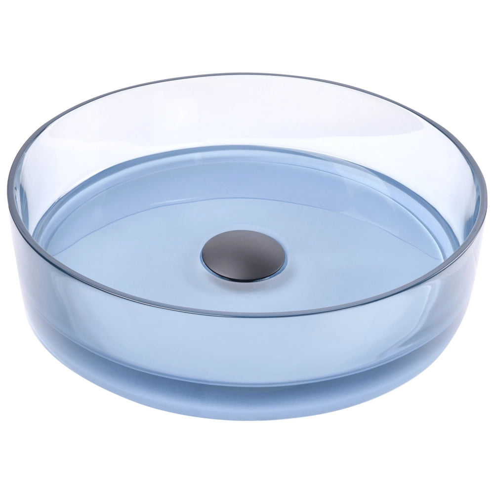 Lavandino da appoggio Azzurro Superficie solida 360 mm Lavandino da bagno rotondo semitrasparente