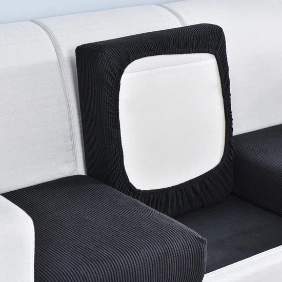 Cuscino banco coprigiusto - Cuscino banco elastico per salotto, coprigiusto per mobili, antiscivolo e soffice, con fondo elastico, Dimensioni ammortizzate: 135-165*65-95cm - nero