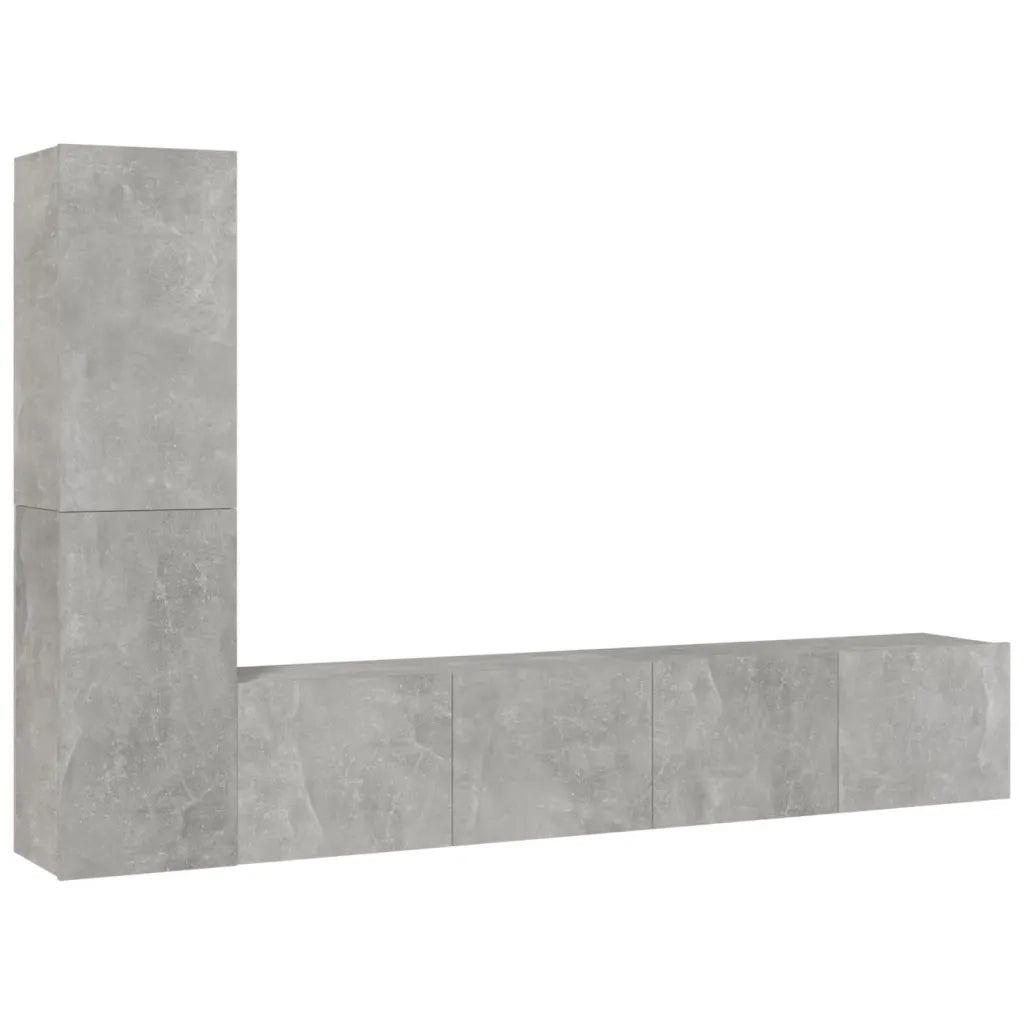 Set di Mobili Porta TV 4 pz Grigio Cemento in Legno Multistrato cod mxl 34016