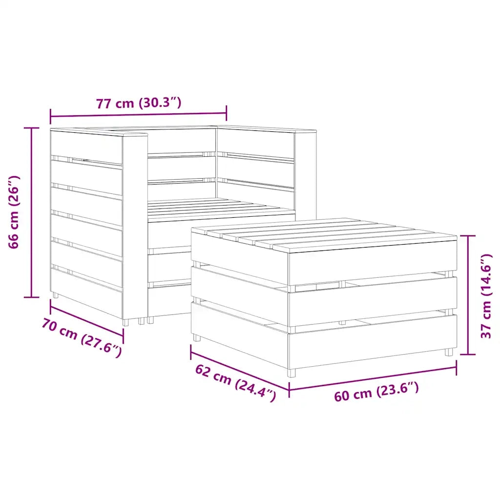 Set Divani da Giardino su Pallet 2 pz | Set Salotto da Giardino Legno di Pino Impregnato