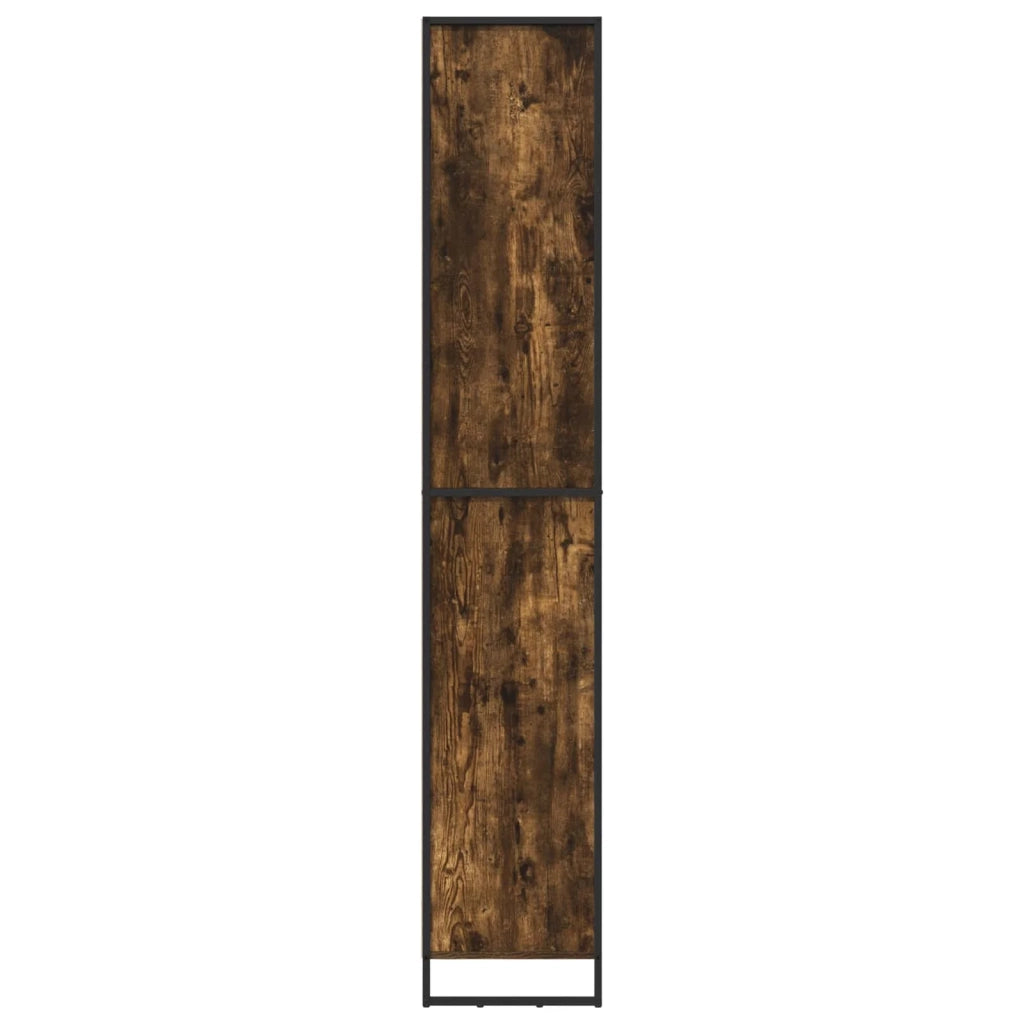 Set di 2 moderni mobili alti con ante 60 x 36 x 200 cm pratico contenitore per il soggiorno legno ingegnerizzato finitura rovere affumicato 02_0056099
