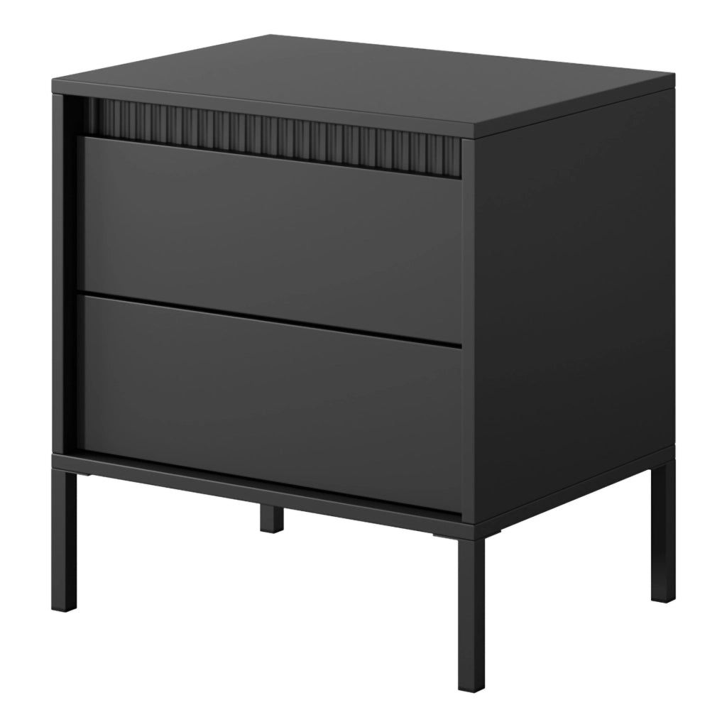 Gasalisa, Comodino 2 Cassetti, 54x40x56h cm Nero