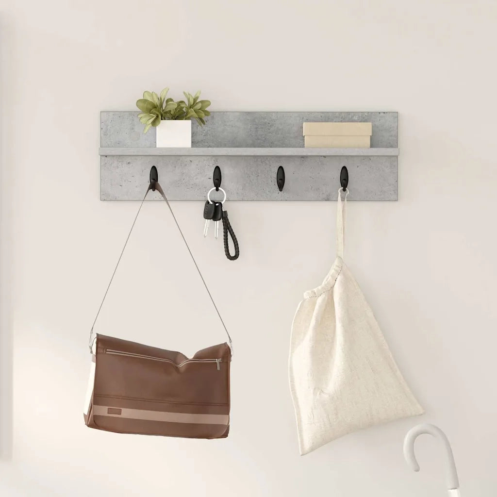 vidaXL Appendiabiti a muro Grigio cemento 60 x 10.5 x 18 cm