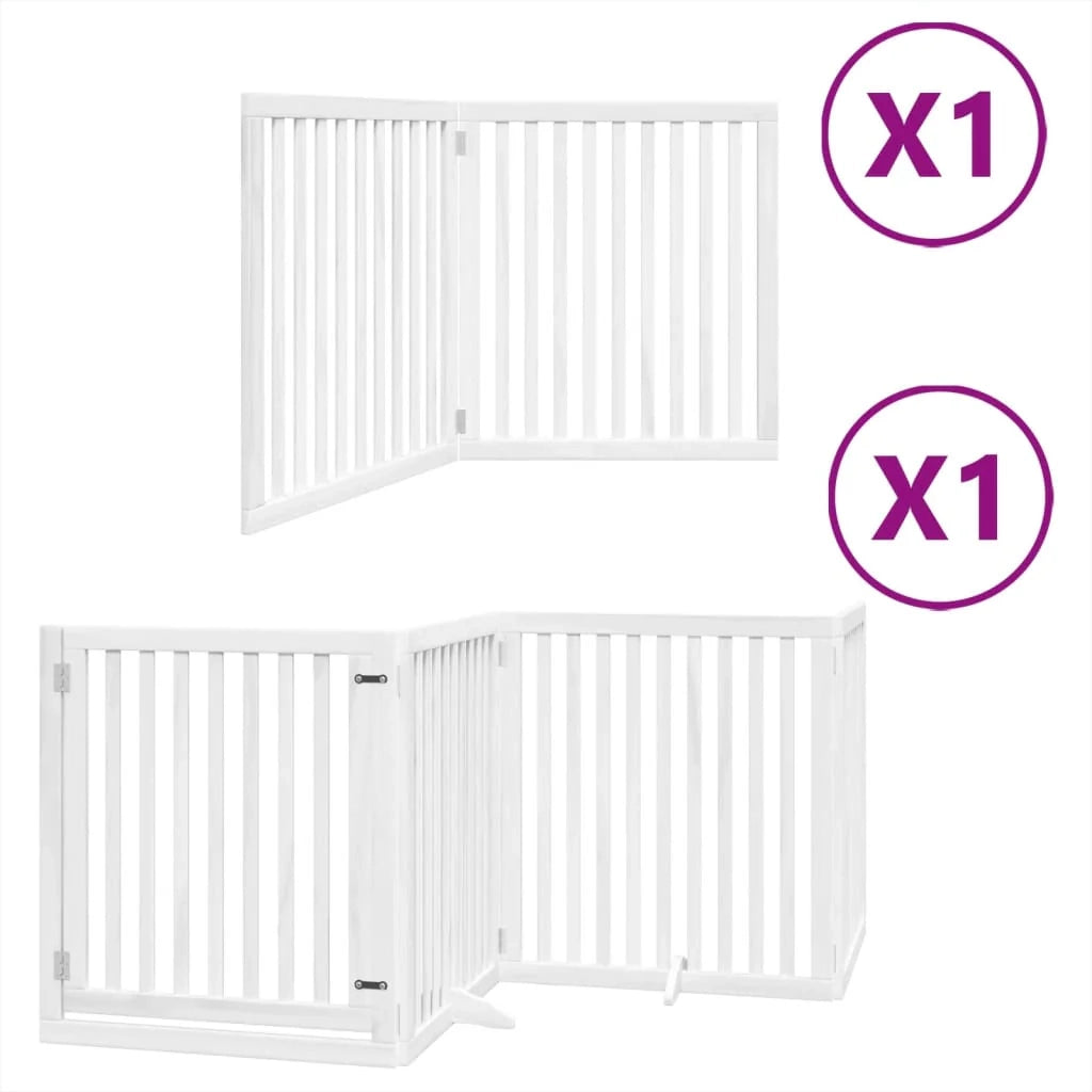 Cancelletto di sicurezza per animali domestici porta pieghevole 6 pannelli legno di pioppo bianco 02_0023230