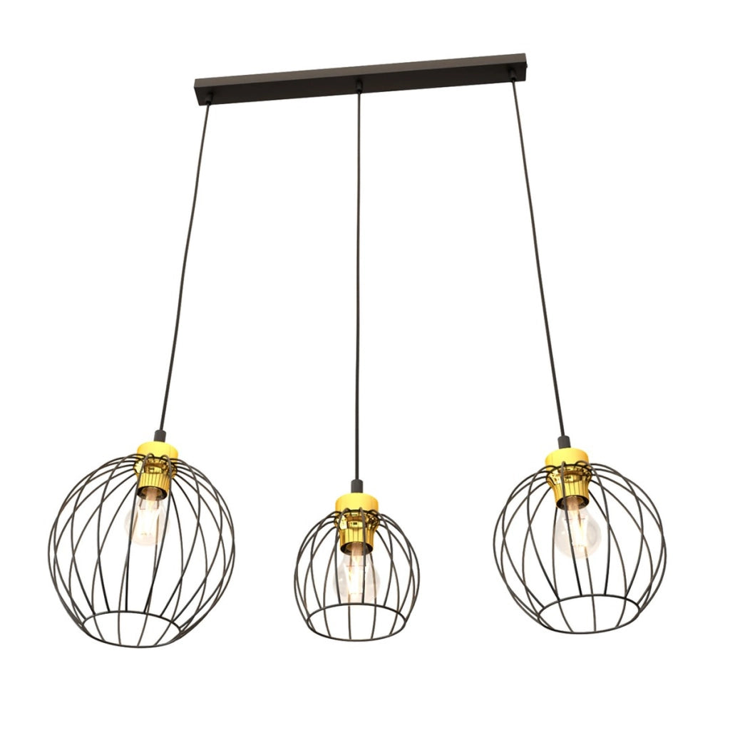 Lampada a sospensione NANDO in acciaio nero e oro
