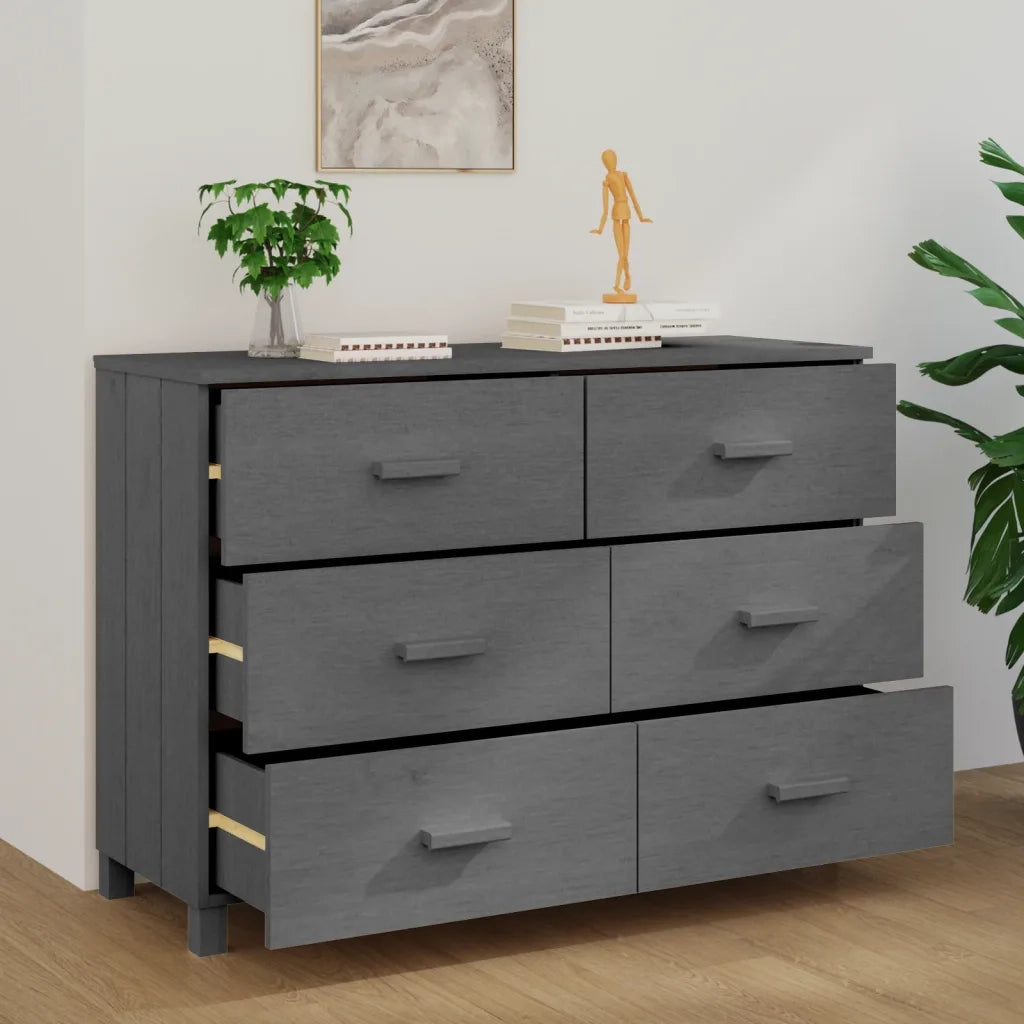 Credenza Grigio Scuro 113x40x80 cm in Legno Massello di Pino cod mxl 26297