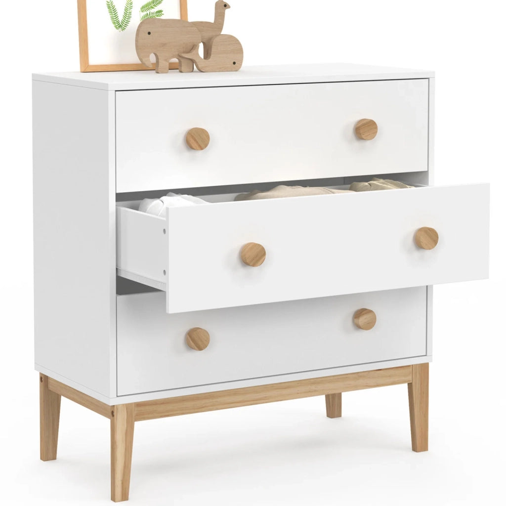 IDMarket - Cassettiera a 3 cassetti per bambini JACOB 80 cm in bianco e legno