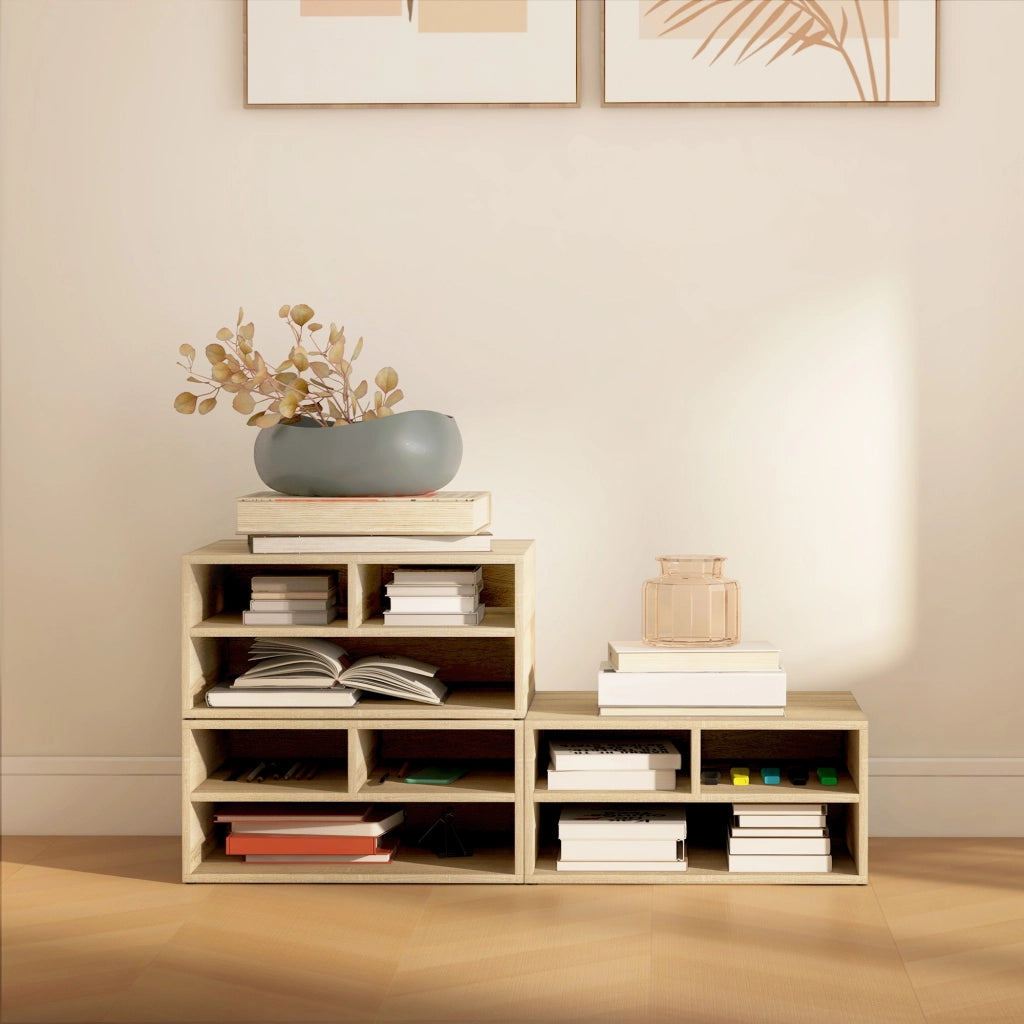 Organizzatore scrivania legno 3 compartimenti supporto stampante ¨C zephmum ¨C 47x40x22.5 cm
