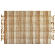Tappeto in juta beige 140 x 200 cm con nappe motivo geometrico intrecciato a mano stile bohémien per soggiorno camera da letto