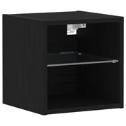 Armadio da letto | Comodino | Armadio da Notte | Mobiletto da notte a muro LED Nero 30 x 28,5 x 30 cm