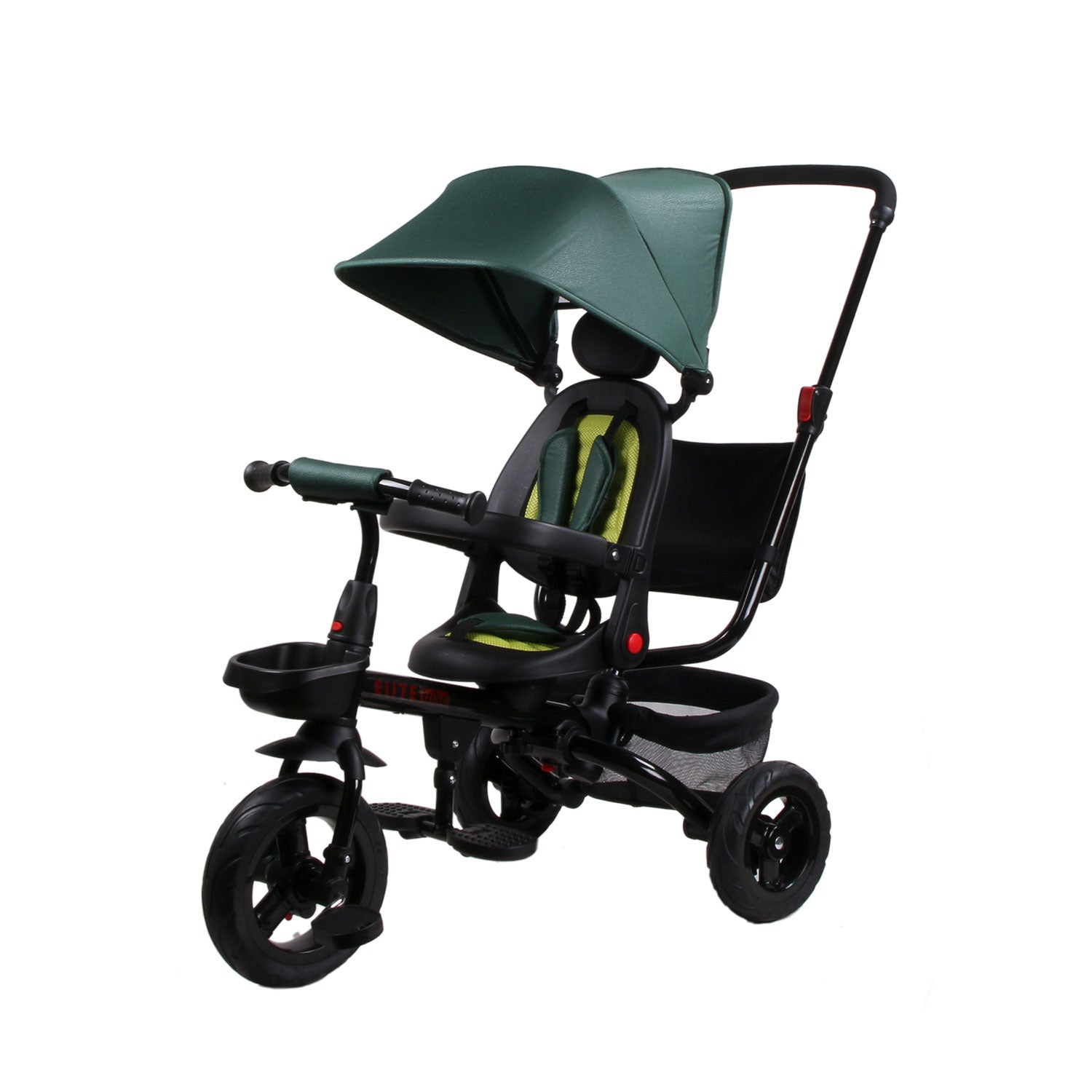 Triciclo My Way Passeggino  per Bambini 105,5x52x99 cm Pieghevole Seggiolino Girevole Verde