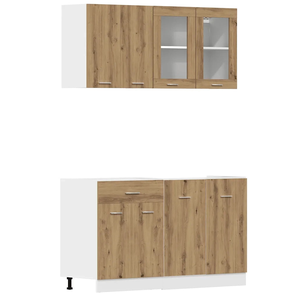 Set di Mobili da Cucina 4 pz Rovere Artigianale Truciolato