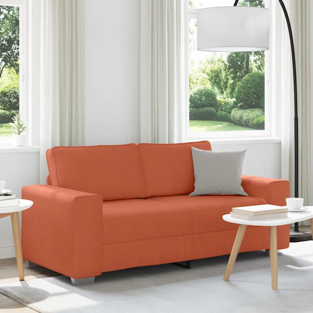 Divano Divanetto Rosso Arancione 180x77x82 cm Tessuto Velluto a Coste 4105206