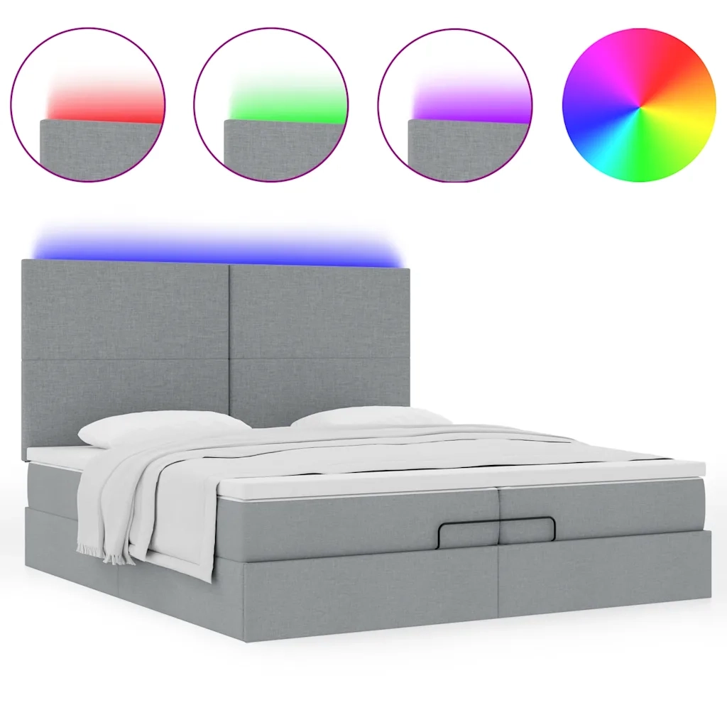 Struttura Letto Pouf con Materassi 200x200 cm in Tessuto 3313948