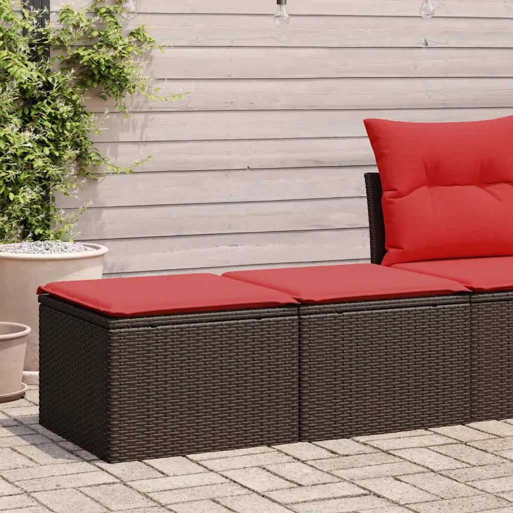 Set Divano Giardino 4 pz con Cuscini Marrone Polyrattan Acacia
