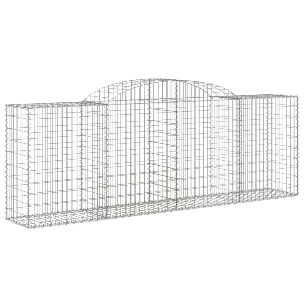 Cestini gabbioni recinzione a gabbia muro di contenimento ad arco 30 pezzi 300 x 50 x 100/120 cm ferro zincato argento 02_0040842
