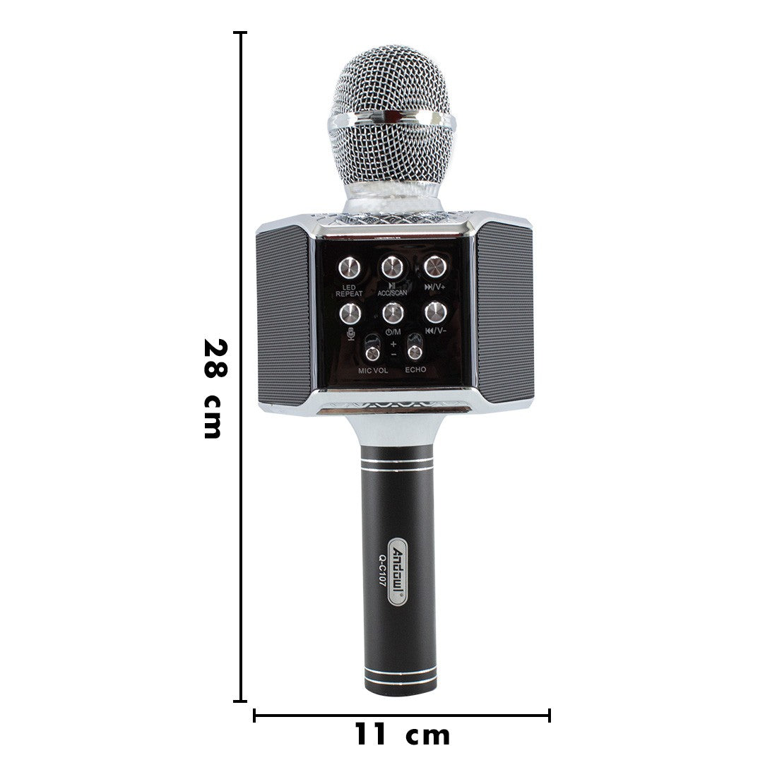 Microfono Karaoke Wireless con Luci Led Registra Canta e Riproduce Musica Nero