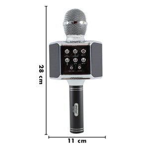 Microfono Karaoke Wireless con Luci Led Registra Canta e Riproduce Musica Nero