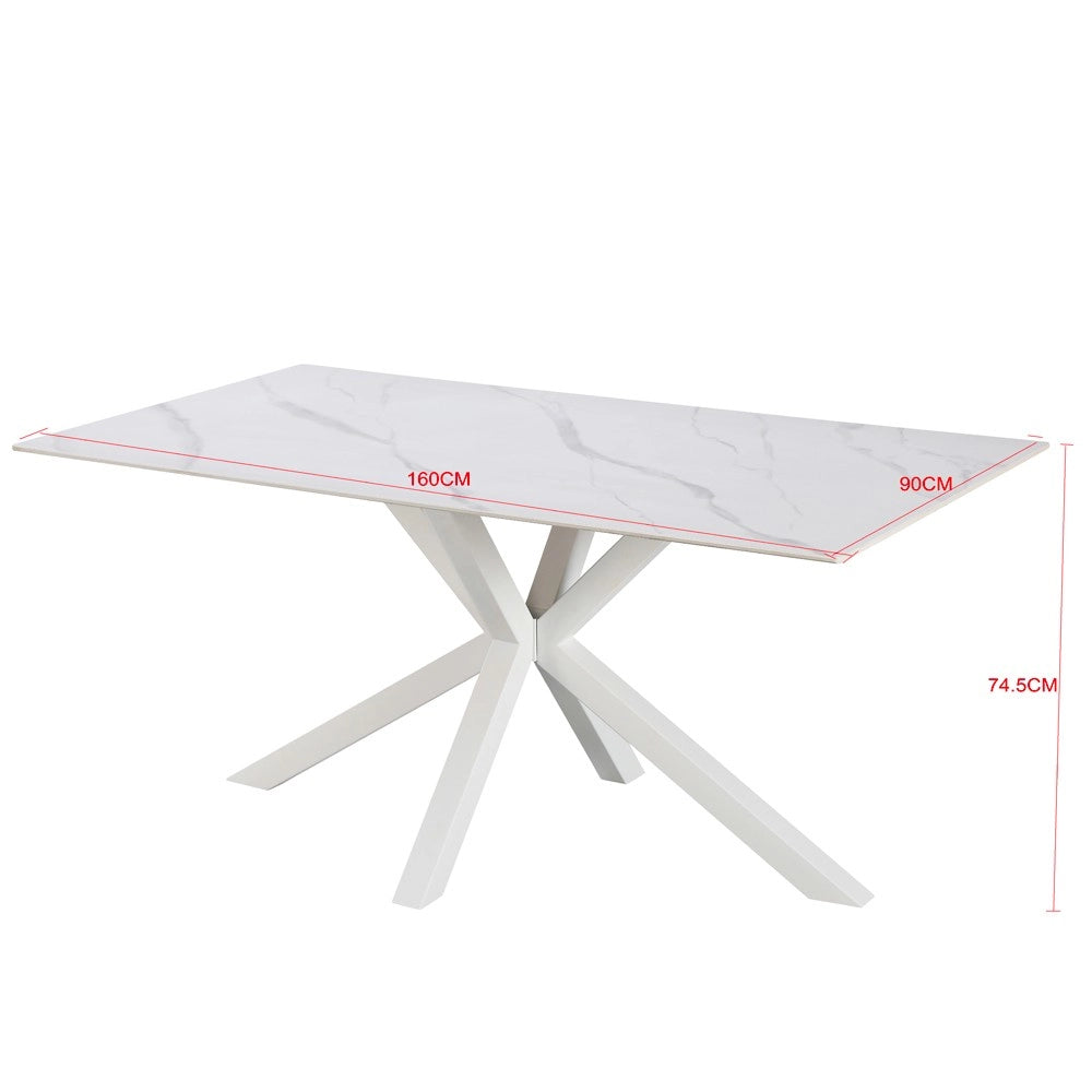 Tavolo da Pranzo Hunter 160×90 cm in Ceramica Effetto Marmo nero con Gambe Design nere