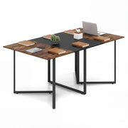 Tavolo da conferenza 180 cm 180x100x76,5 cm 6-8 persone 2 passacavi, Postazione lavoro industriale grande per ufficio sala riunioni
