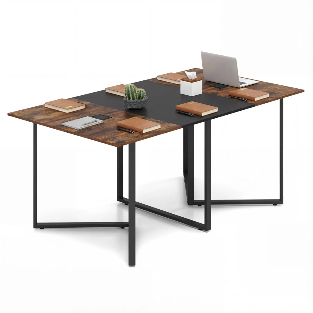 Tavolo da conferenza 180 cm 180x100x76,5 cm 6-8 persone 2 passacavi, Postazione lavoro industriale grande per ufficio sala riunioni
