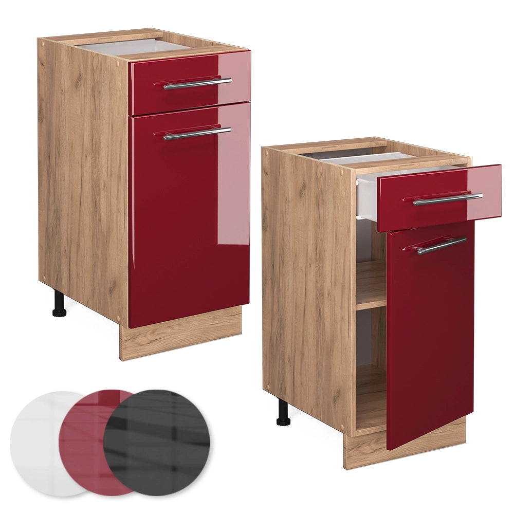 Vicco Mobiletto base per cucina Rosso bordeaux lucido 40 cm , PL Marmo