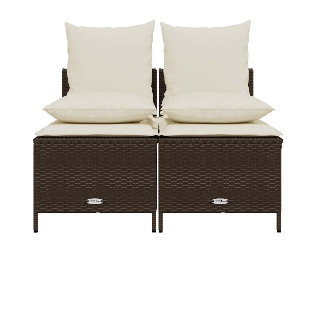 Set Divano da Giardino 4 pz con Cuscini Marrone in Polyrattan 368381