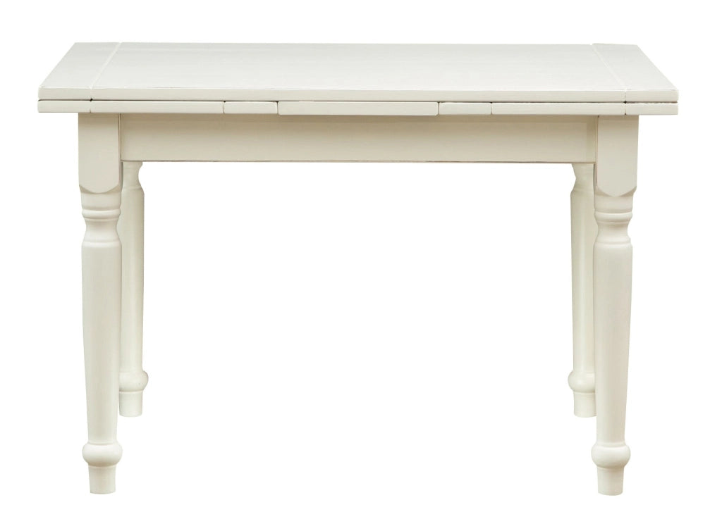 Biscottini Tavolo Country allungabile in legno massello di tiglio finitura bianca anticata L120xPR80xH80 cm. Made in Italy