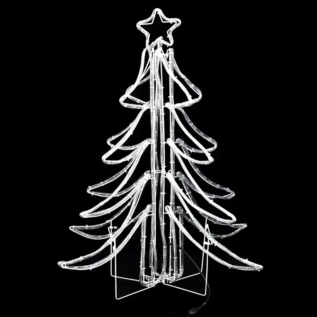 Figura Albero Natale Pieghevole con LED Bianco Caldo 87x87x93cm