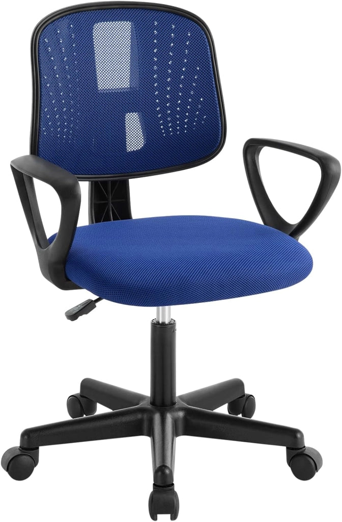 Sedia da Scrivania per Bambini, Sedia da Studio Girevole, Sedie Ergonomica con Ruote, Tessuto a Rete Traspirante, Sgabello Girevole con Schienale Regolabile Automaticamente, Blu, K0005BS
