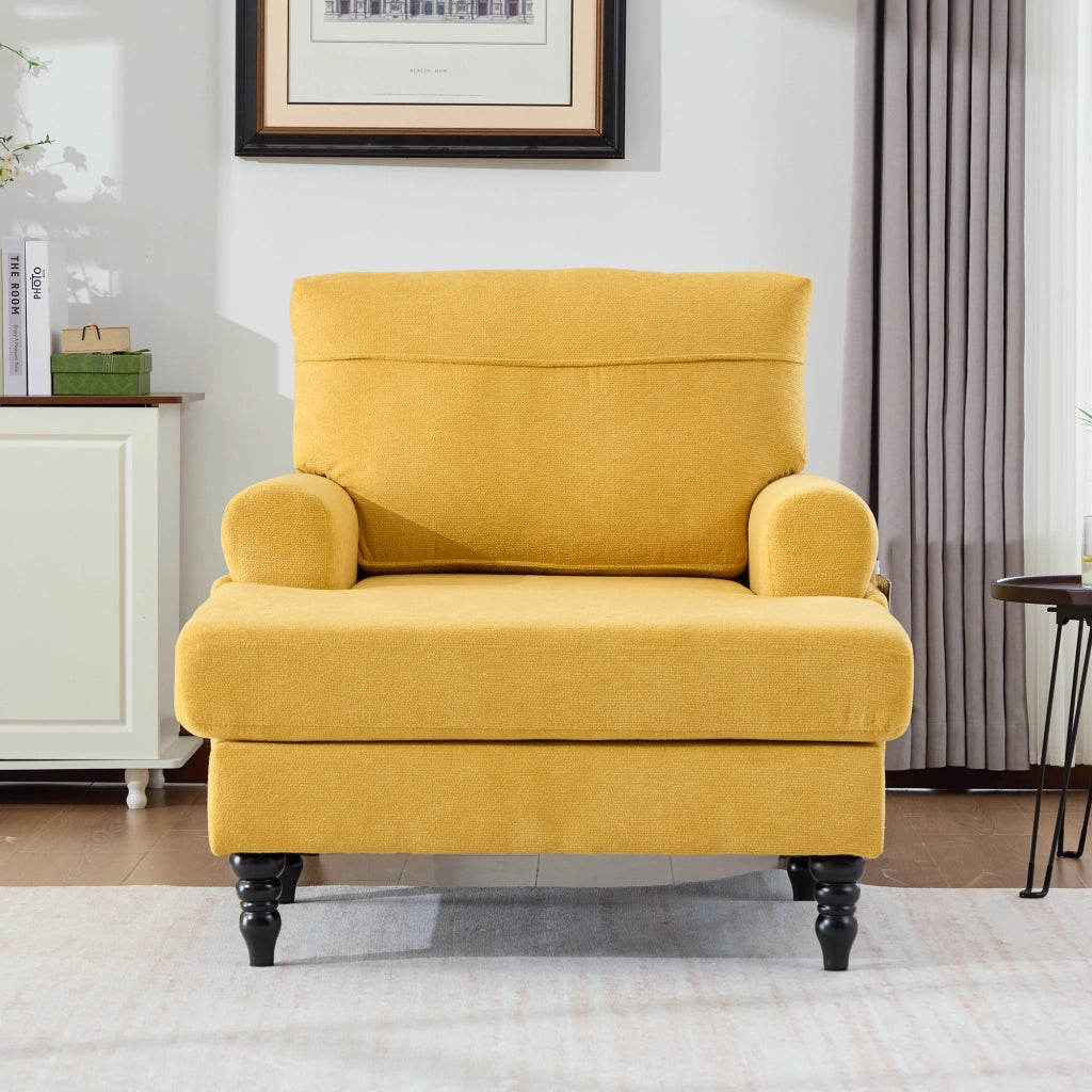 POLTRONA in Chenille Giallo Senape 125,5x97x86 cm