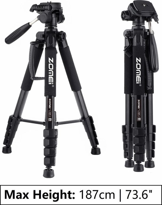 Stativo per fotocamera - 187cm - Multifunzionale - Incluso supporto per smartphone