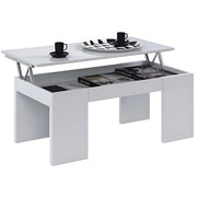 Tavolino da caffè per soggiorno, contenitore sollevabile bianco 43X100X50cm