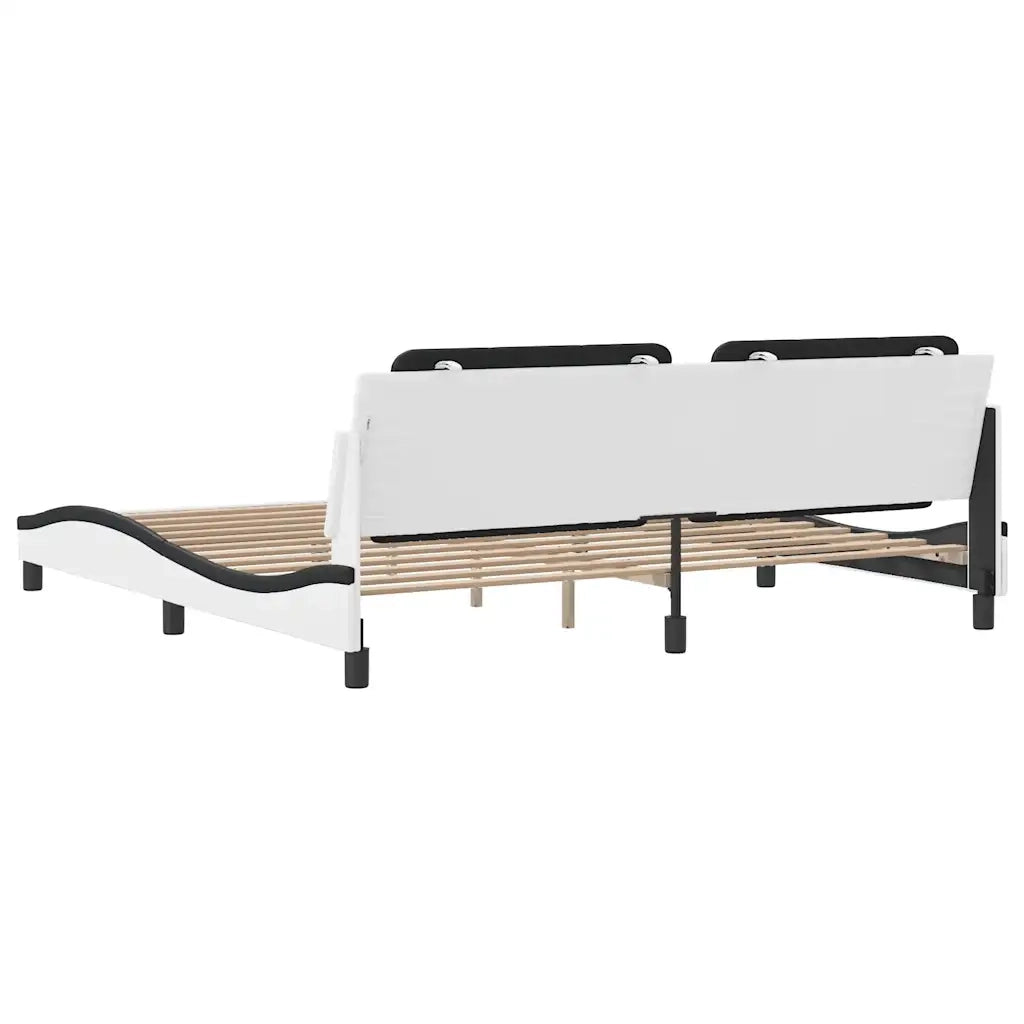 Giroletto con Testiera Bianco e Nero 200x200 cm in Similpelle