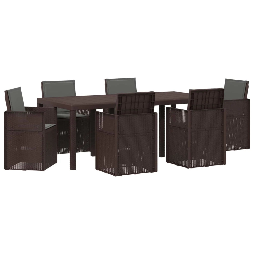 Set da Pranzo per Giardino 7 pcs Marrone e Antracite PP