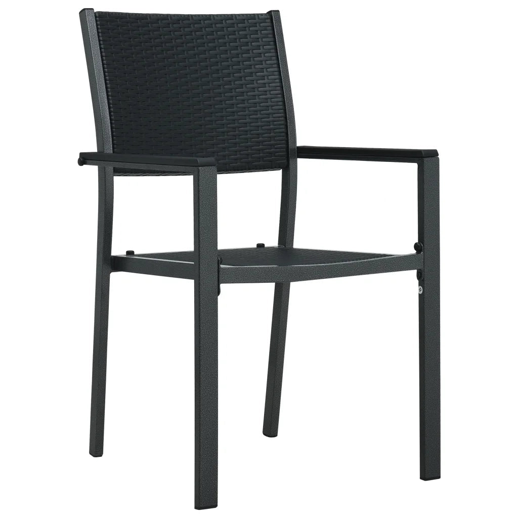 Sedie da Giardino 4 pz | Sedie da Esterno Nere in Plastica Stile Rattan