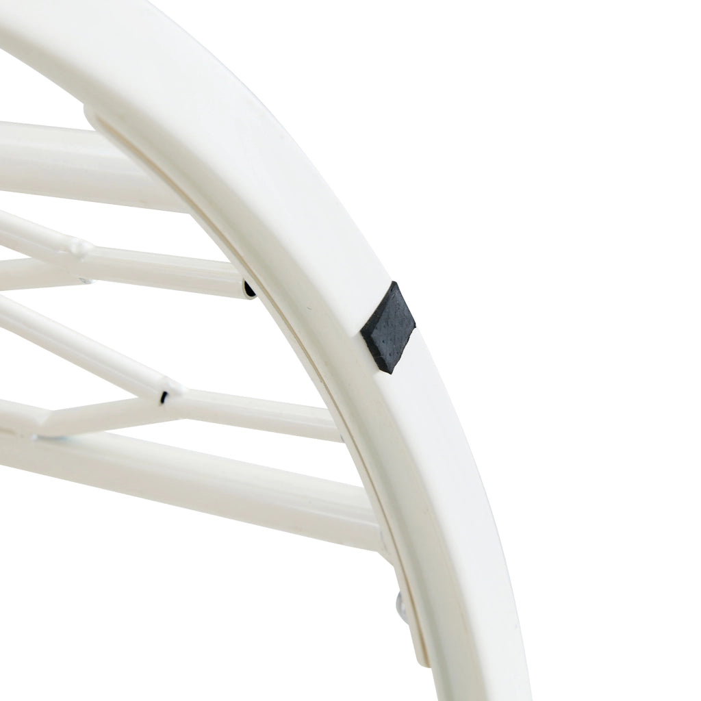 Tavolino da caffè con struttura geometrica in MDF e metallo bianco